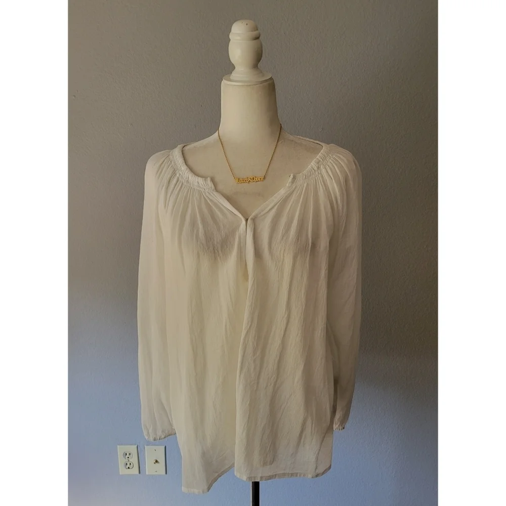 MIKOH // white low plunge relaxed fit resort style top - Picture 4 of 14